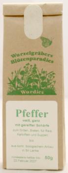 Pfeffer, weiß, ganz,  bio 50g LK