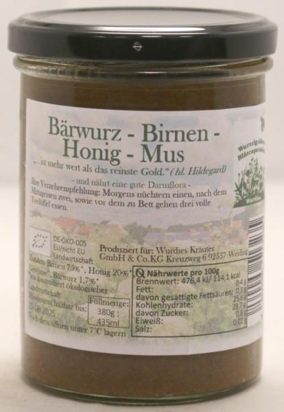 Bärwurz-Birnen-Honig-Mus im Glas, bio 380g