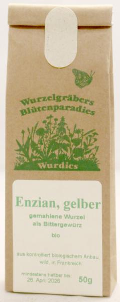 Enzianwurzel, gelb, gemahlen,  bio, wild   Bittergewürz 50g FR