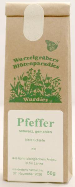 Pfeffer, schwarz, klare Schärfe, ganz,  bio 50g LK