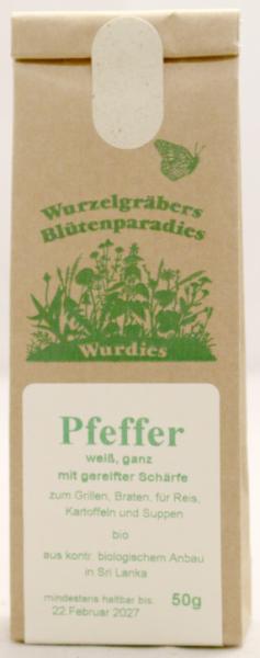 Pfeffer, weiß, ganz,  bio 50g LK