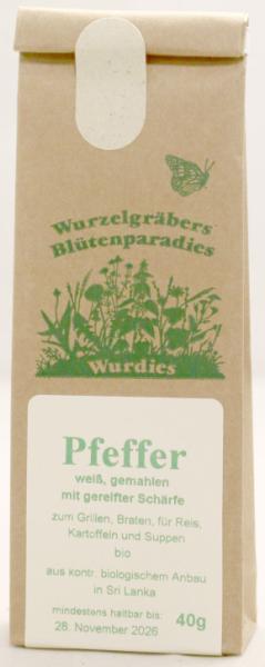 Pfeffer, weiß, gemahlen,  bio 40g LK